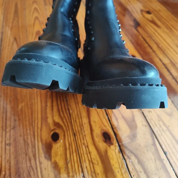 Ash Black Studded Heeled Boots - Picture 8 of 12